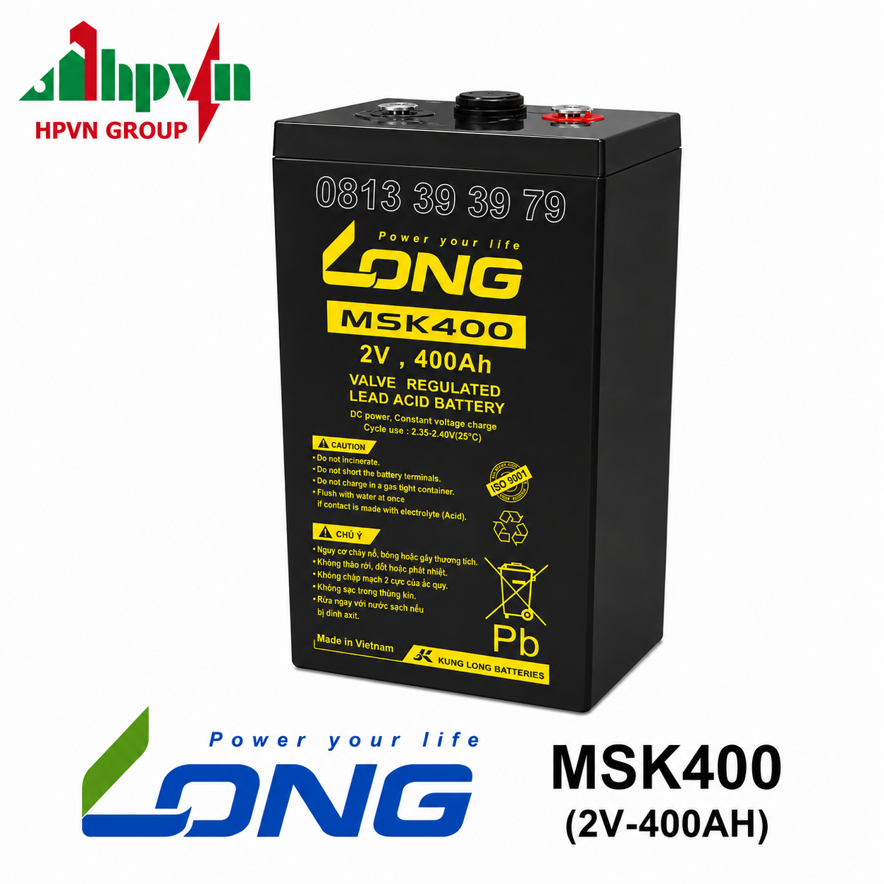 Ắc Quy Long MSK400 (2V-400Ah)
